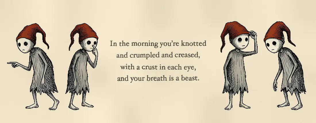 The picture that wraps around the mug: Murkmares standing in a row either side of a verse from the book