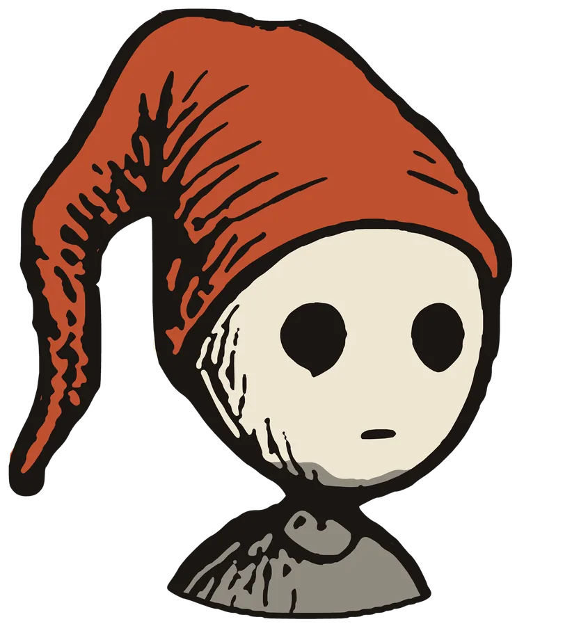 The pin design: a Murkmare’s head and shoulders in a rust hat, outlined in black metal